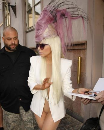 Lady Gaga Rocks Pink Beehive, Little Else