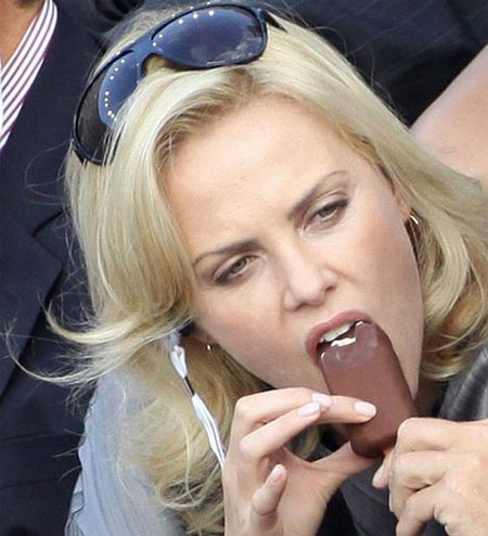 Charlize Theron Suckin’ Chocolate Popsicles of the Day