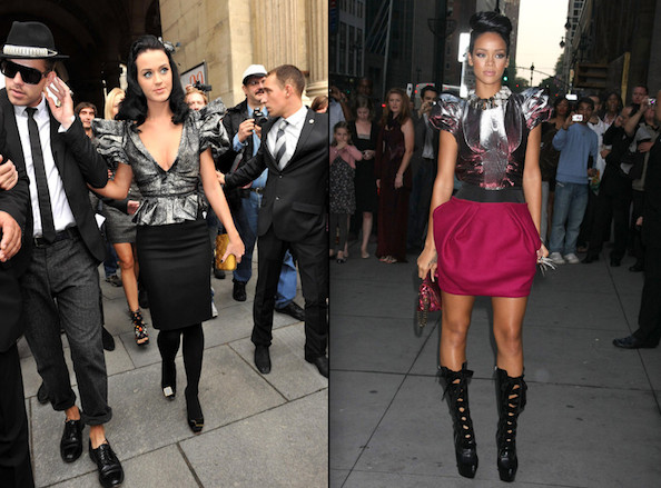 Who Rocked Metallic Louis Vuitton Puffed Sleeves Better?