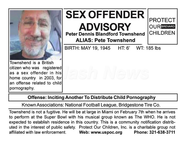 Parent Group Brands Pete Townshend A Sex Offender