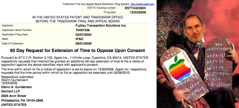 Apple Moves Forward with Tablet’s Trademark-Infringing "iPad" Name, Reveals Potential Features in Filing