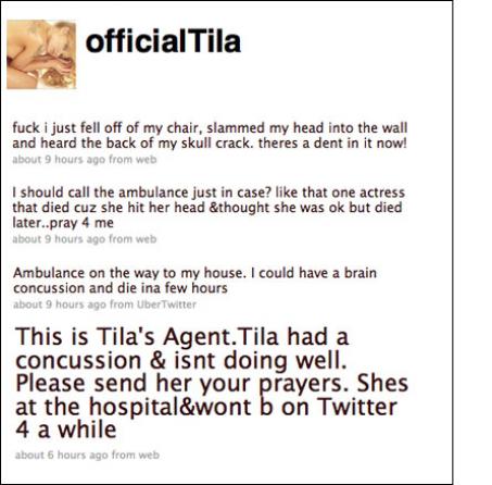 Tila Tequila Tweets About (Non) Near-Death Experience