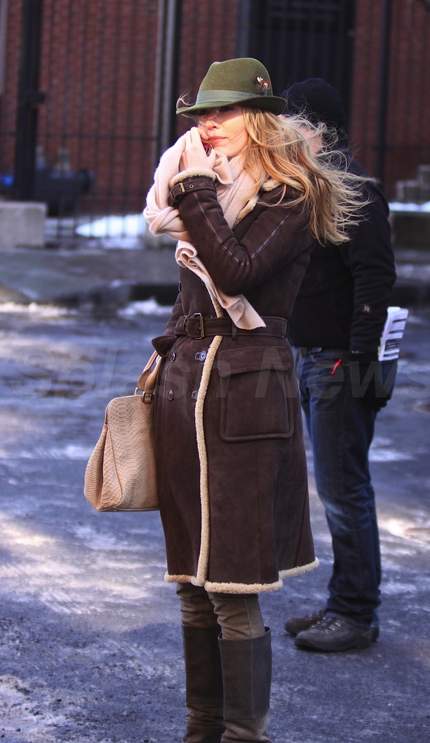 Blake Lively Bundles Up On Set